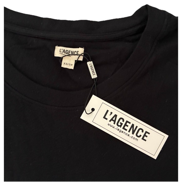 L'AGENCE Cory Cotton Scoopneck Tee Women's XS Black NEW - Picture 5 of 9